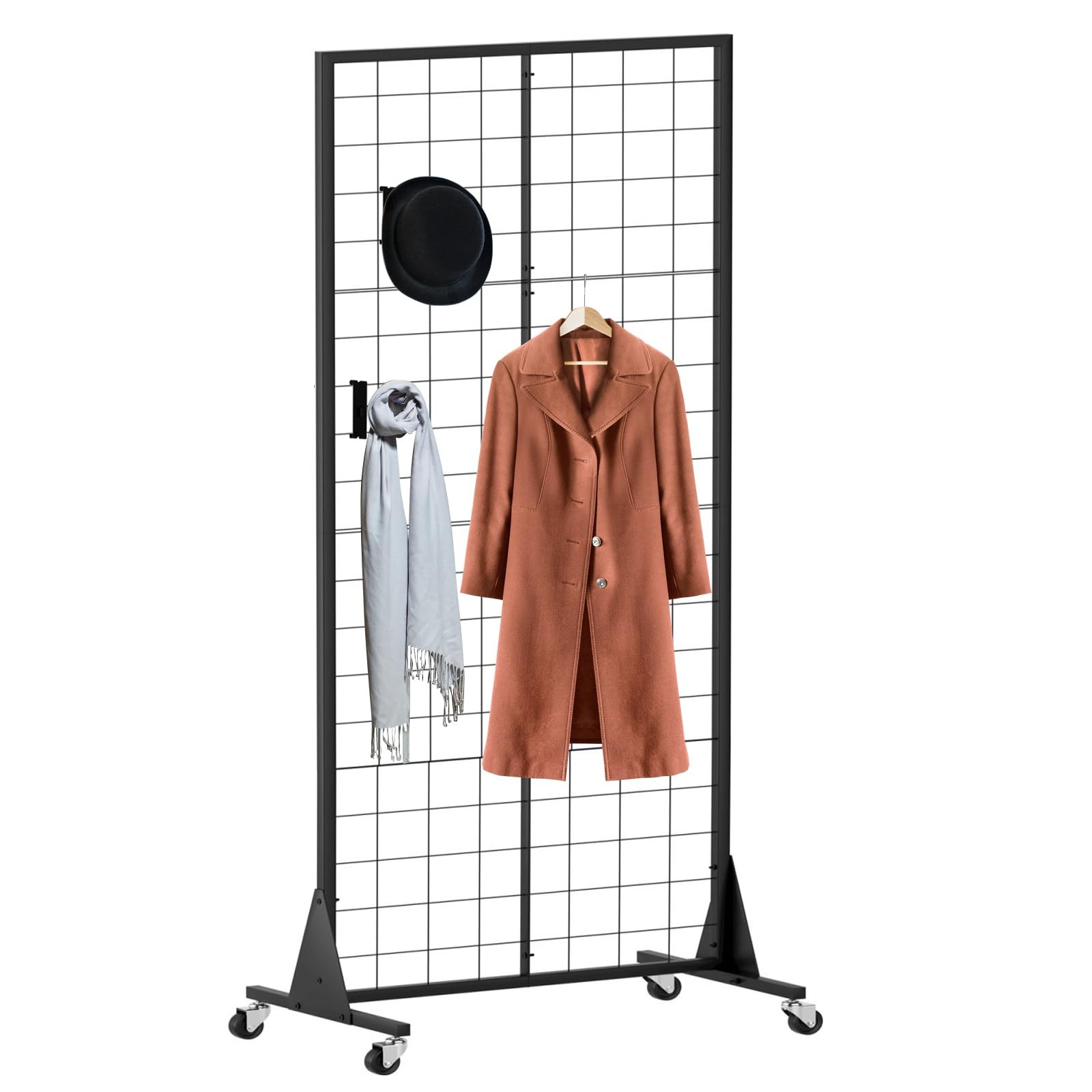 Gridwall Panel Display Stands 2'x5.5' Ft, Heavy-Duty Floorstanding Retail Displa