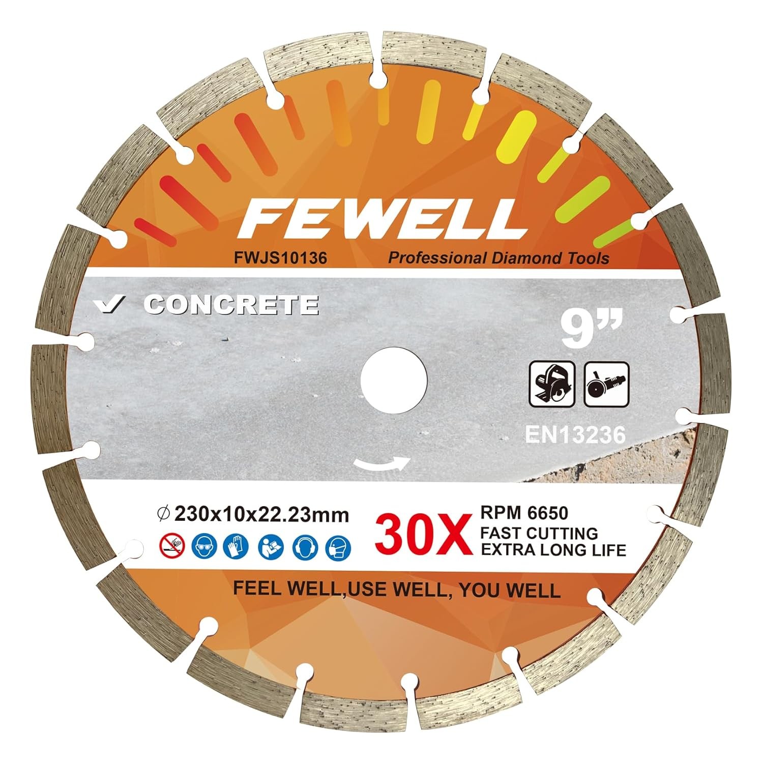 9 Inch Diamond Blade, Segmented General Purpose Blade Dry/Wet Cutting Concrete