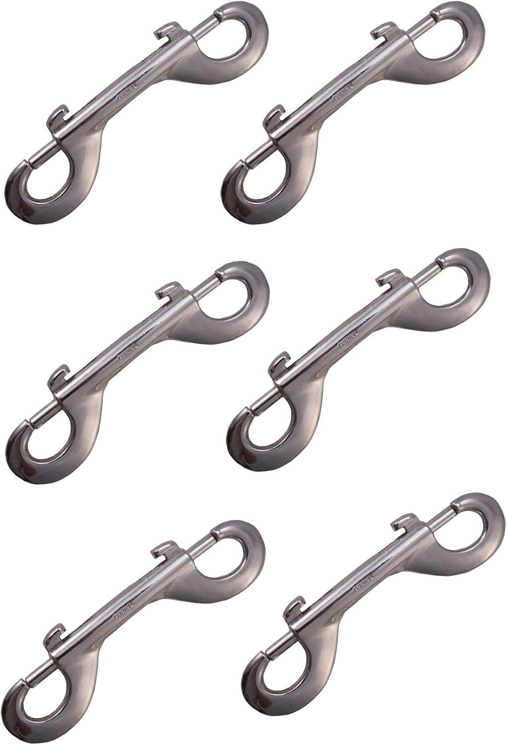 Set of 6 Heavy Duty Nickel Plated 4” Double Ended Bolt Snaps - Designed for Agri