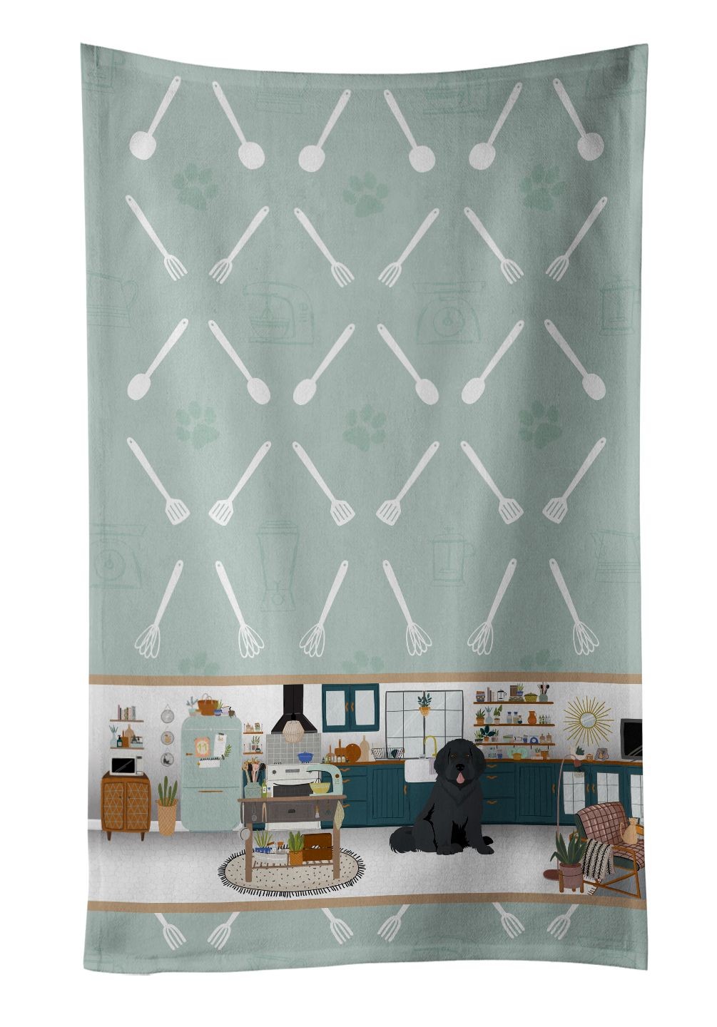 Black Newfoundland in the Kitchen Kitchen Towel Dish Cloths Guest Hand Towel