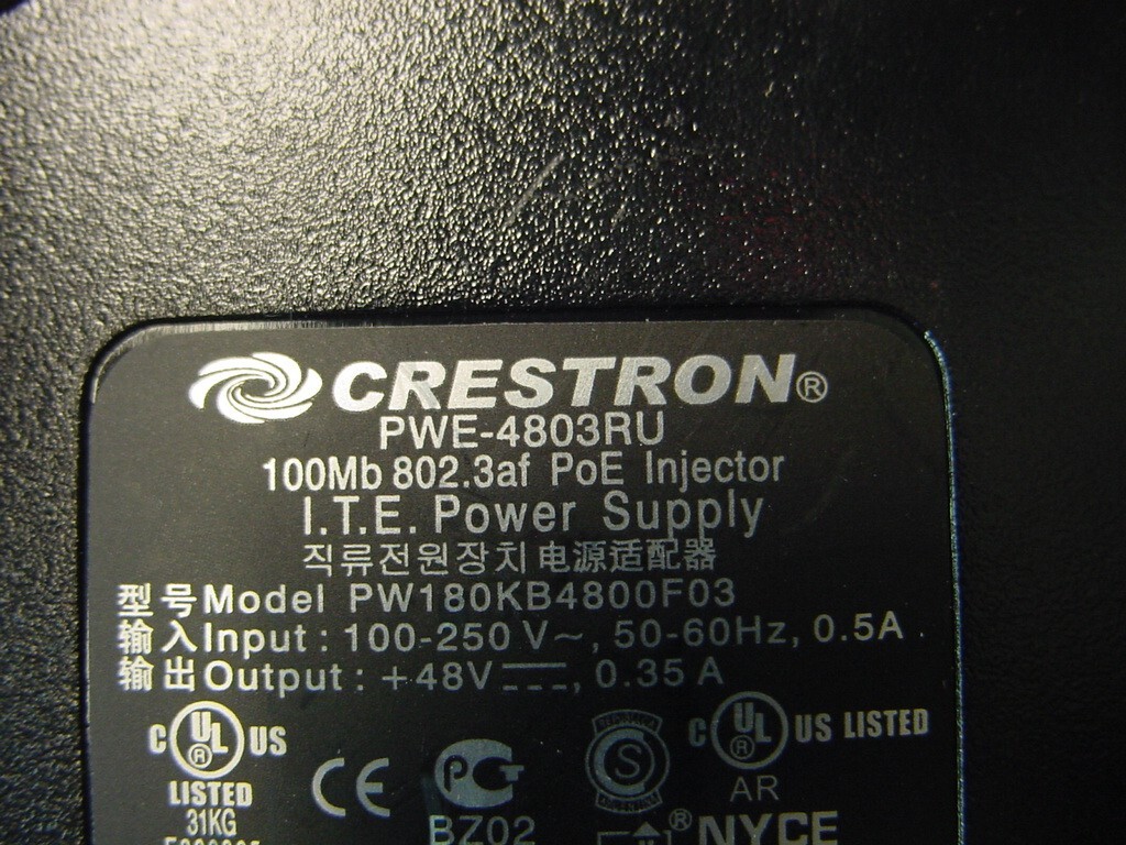 CRESTRON POE INJECTOR PWE-4803RU