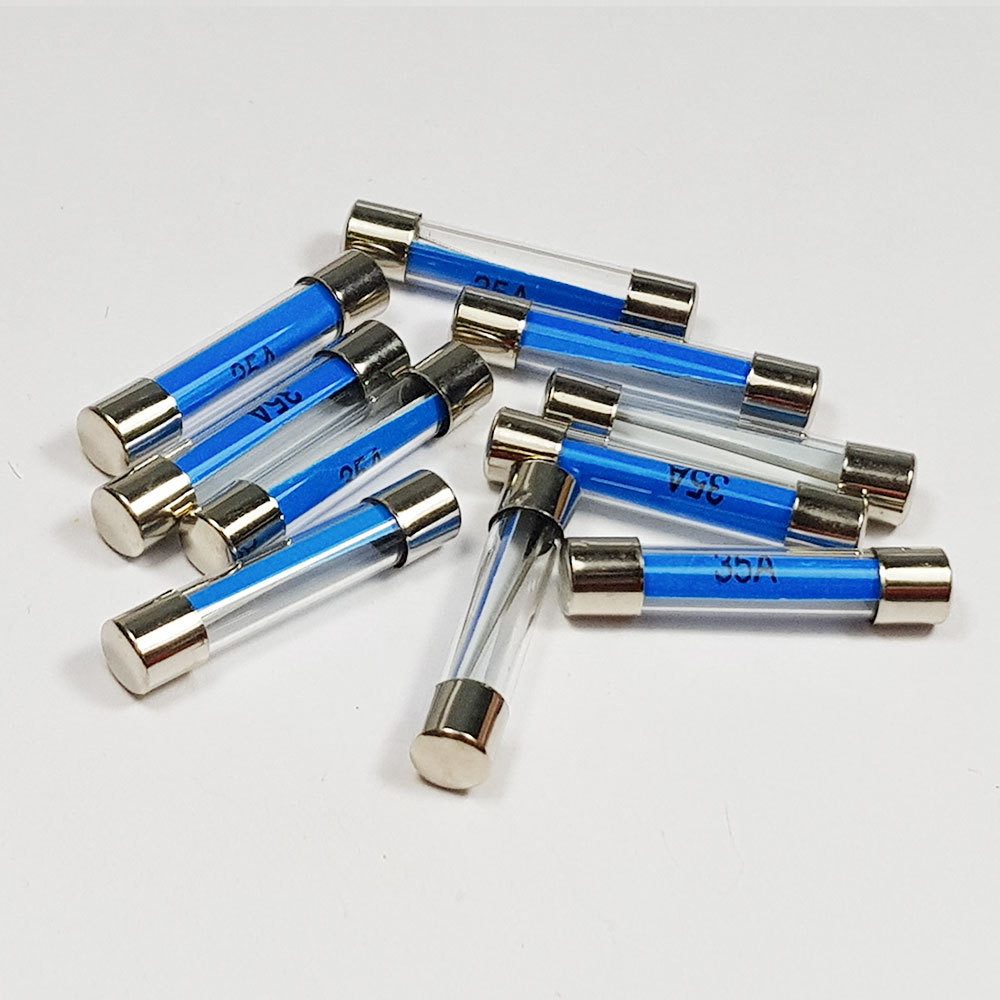 10 x 35 Amp Glass Fuse 35A Amps 6mmx30mm Quick Blow Fuses - A 6mm x 30mm