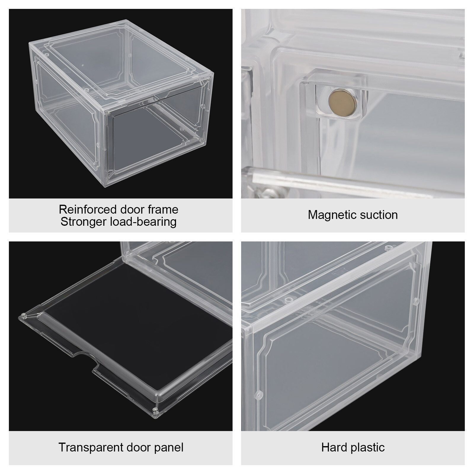 12PCS Shoe Containers Transparent-Front Door Open Acrylic Shoe Display Cabinet
