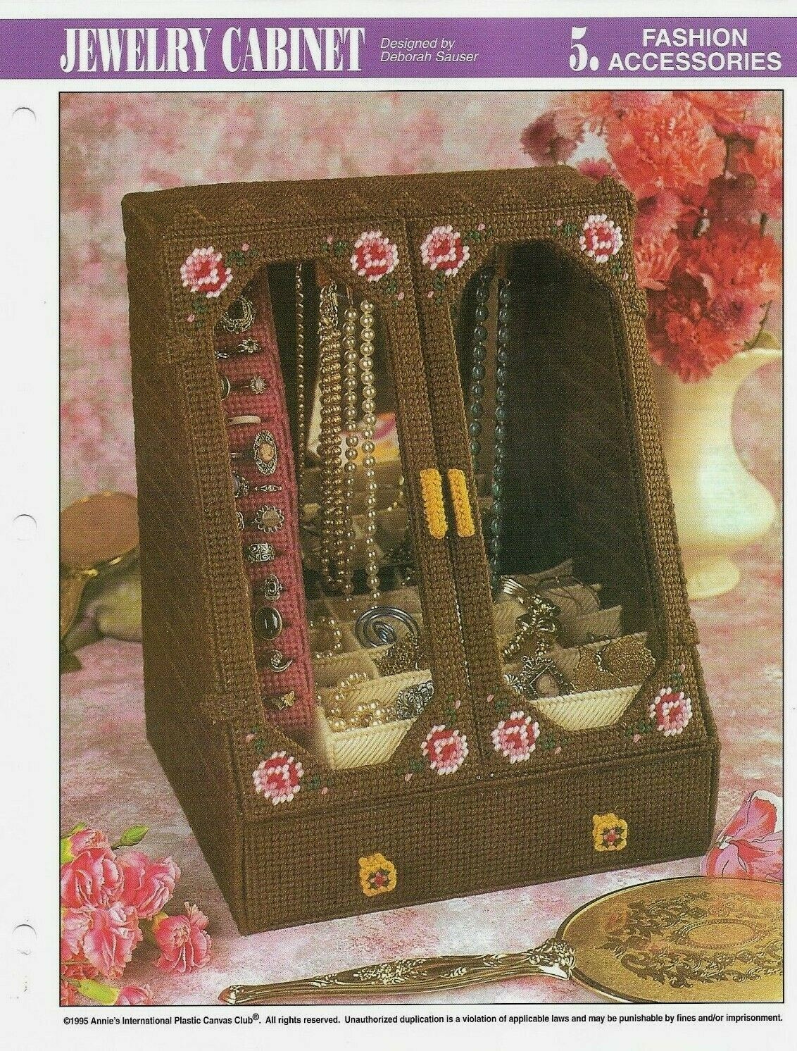 NEW JEWELRY CABINET HOLDER ANNIE'S PLASTIC CANVAS PATTERN INSTRUCTIONS HTF