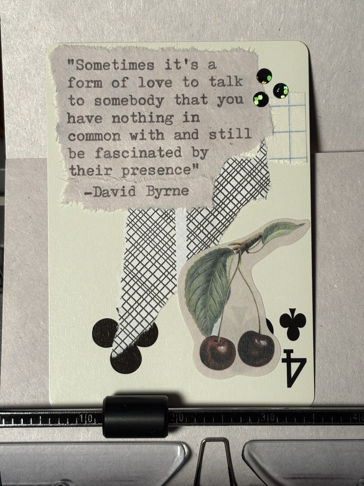ACEO Cherry David Byrne Mixed Media Art Card 288/365 Mazerzine Quote COA ATC