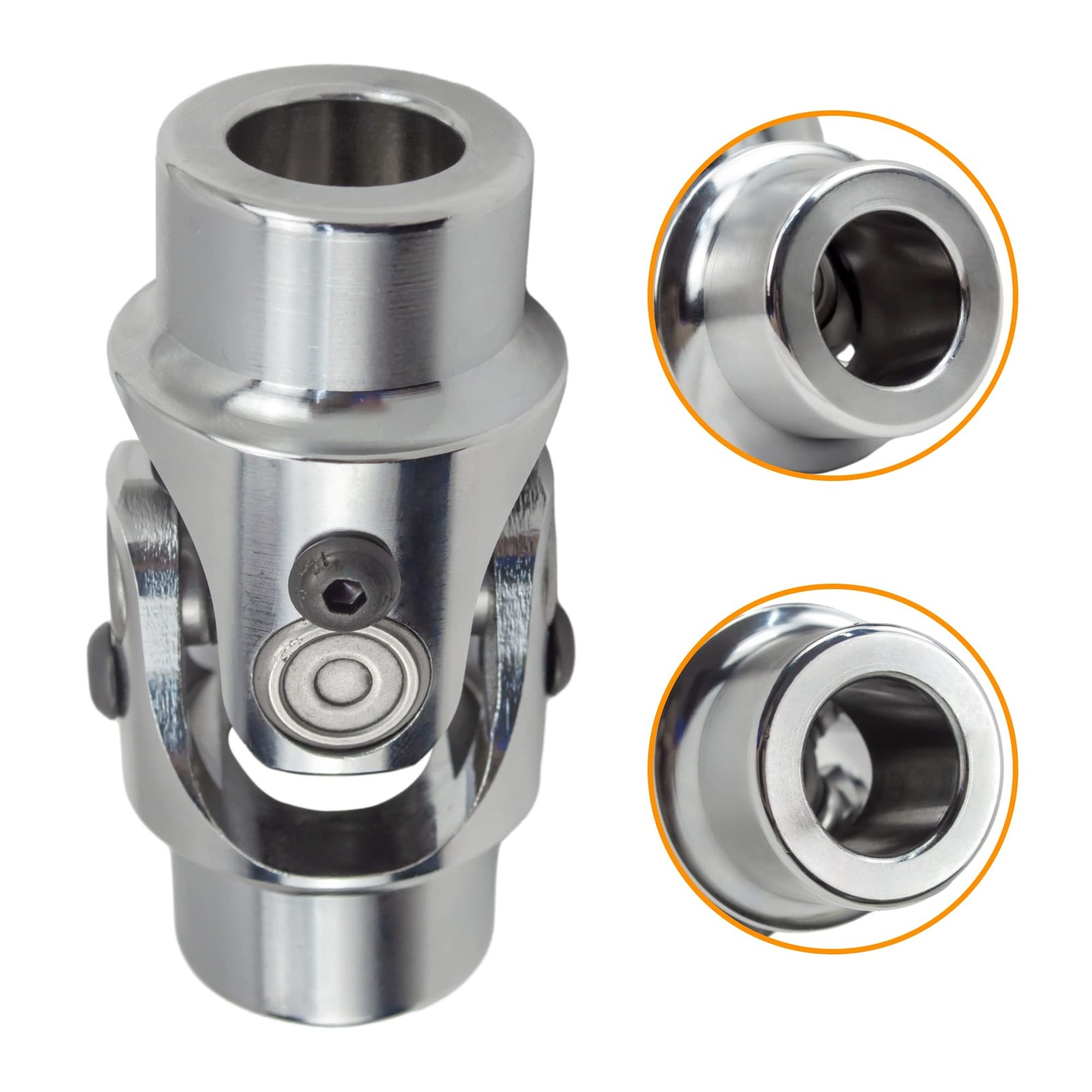 3/4" Round x 3/4" Round Steering Shaft U Joint Coupling Chrome Single Steering S