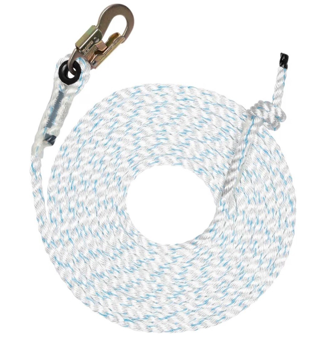 5/8" x 25' Polyester Composite Vertical Lifeline Rope with Steel Snaphook