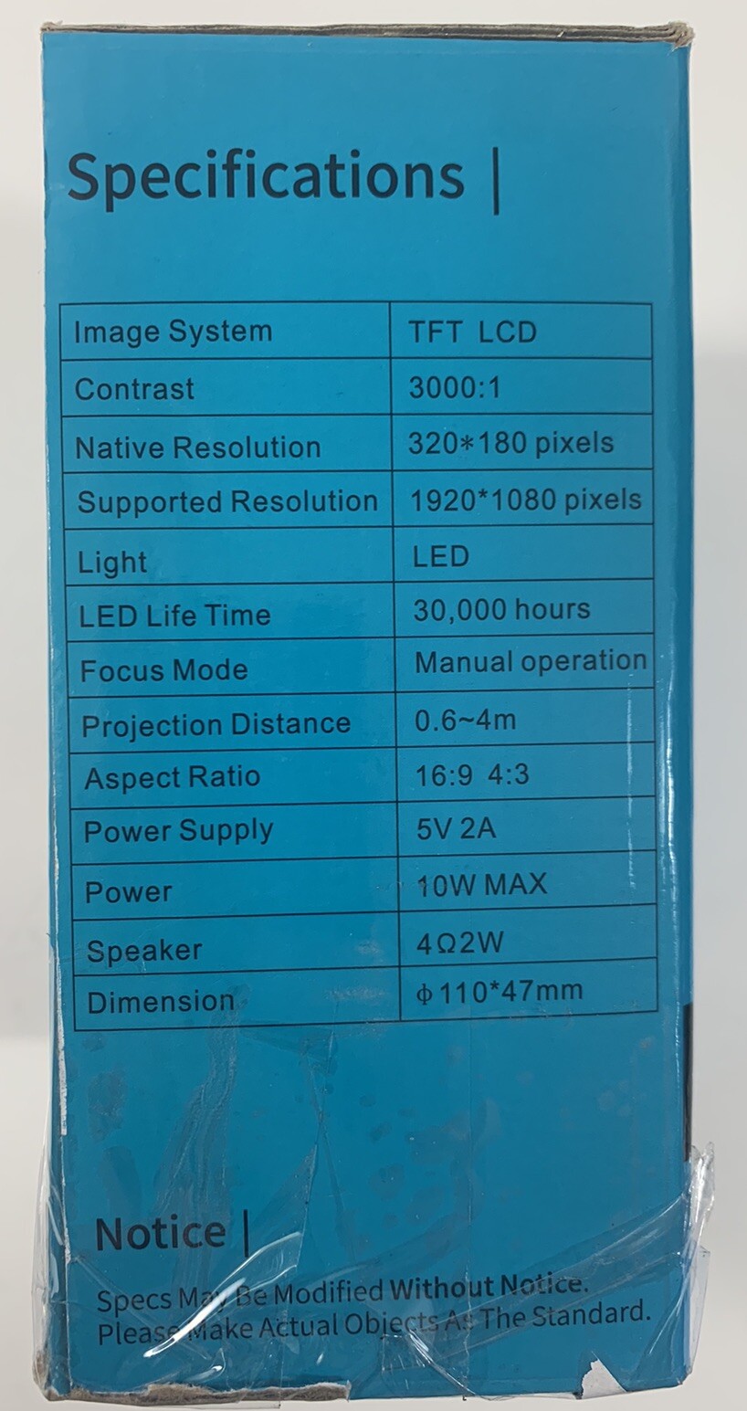 Time to Enjoy mini projector LED 1080 pixels, Open Box. Nice! Fast Shipping!