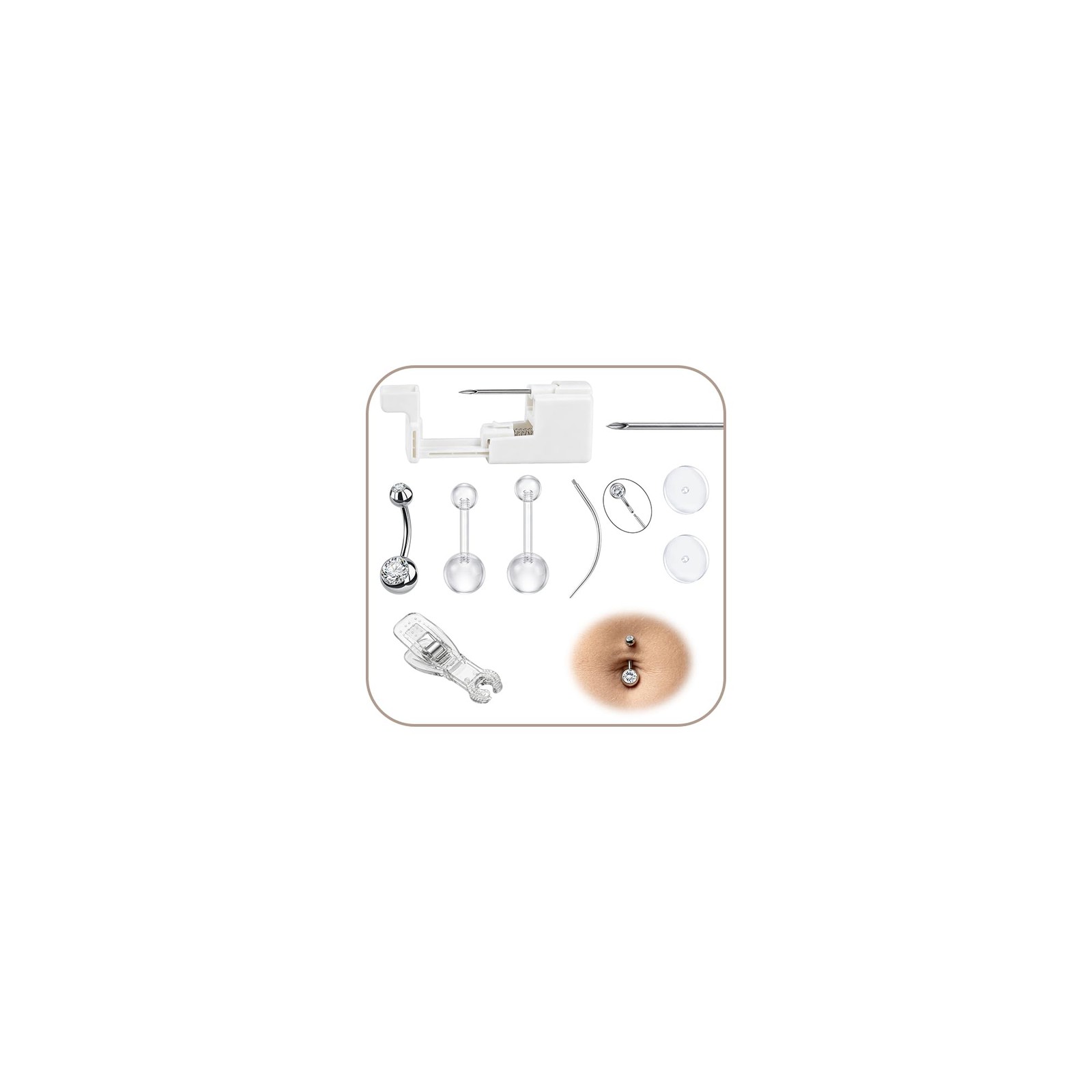 AceFun 13G Belly Button Piercing Gun Kit Belly Piercing Gun with 3 Pieces Com...