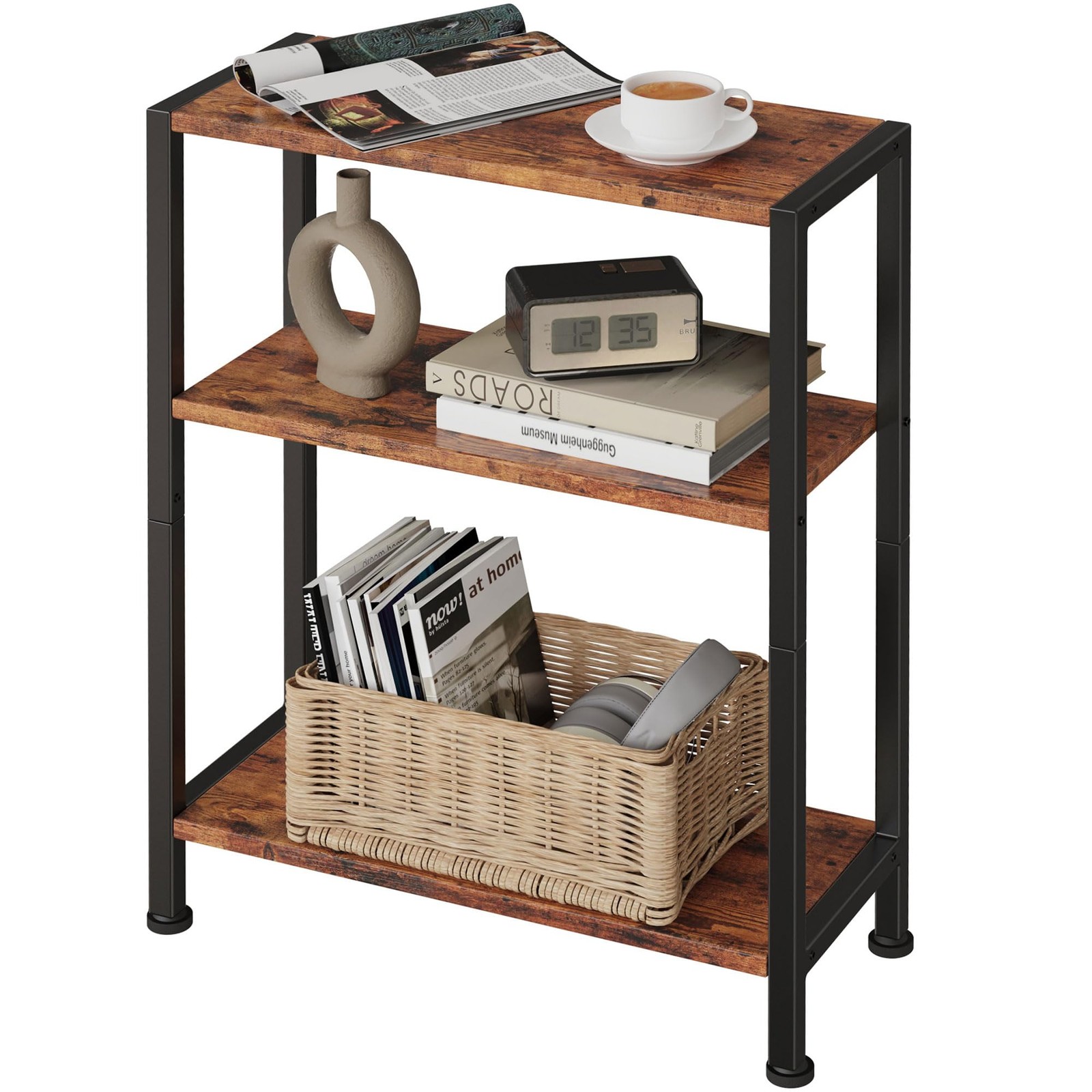 Vantimo 3-Tier Side 16.92 inches x 7.08 x 22.24 inches, Rustic Brown
