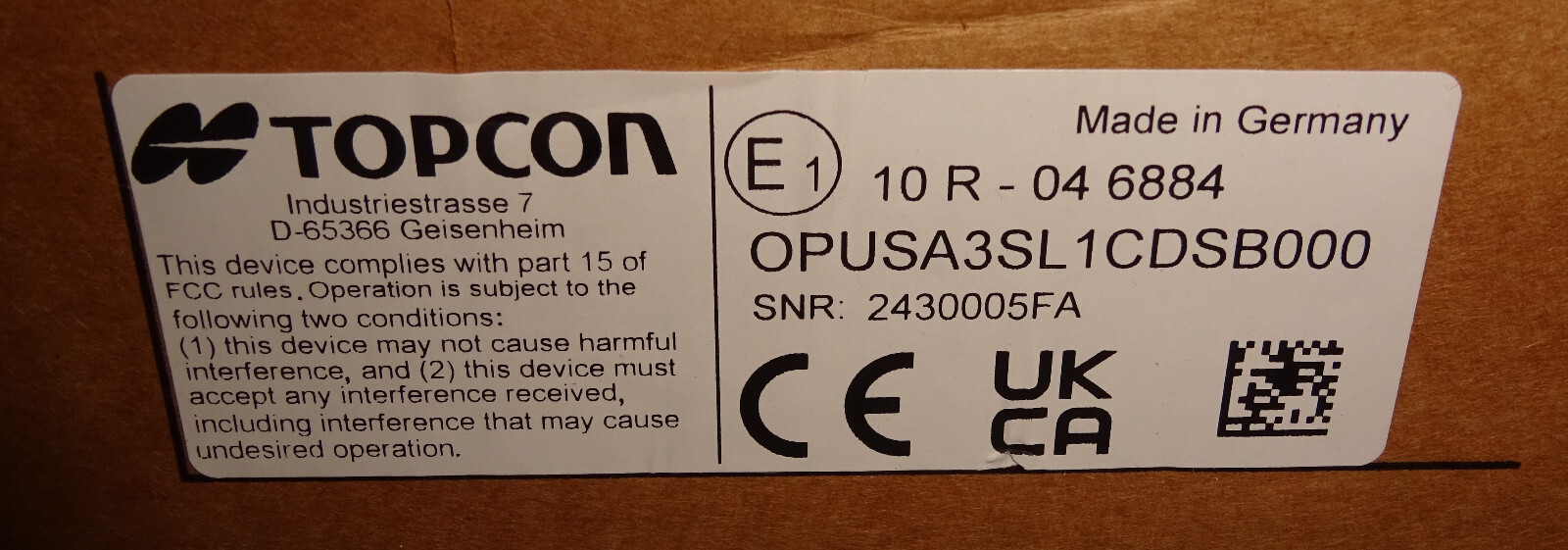 Topcon OPUSA3SL1CDSB000 Operator Console Screen NEW