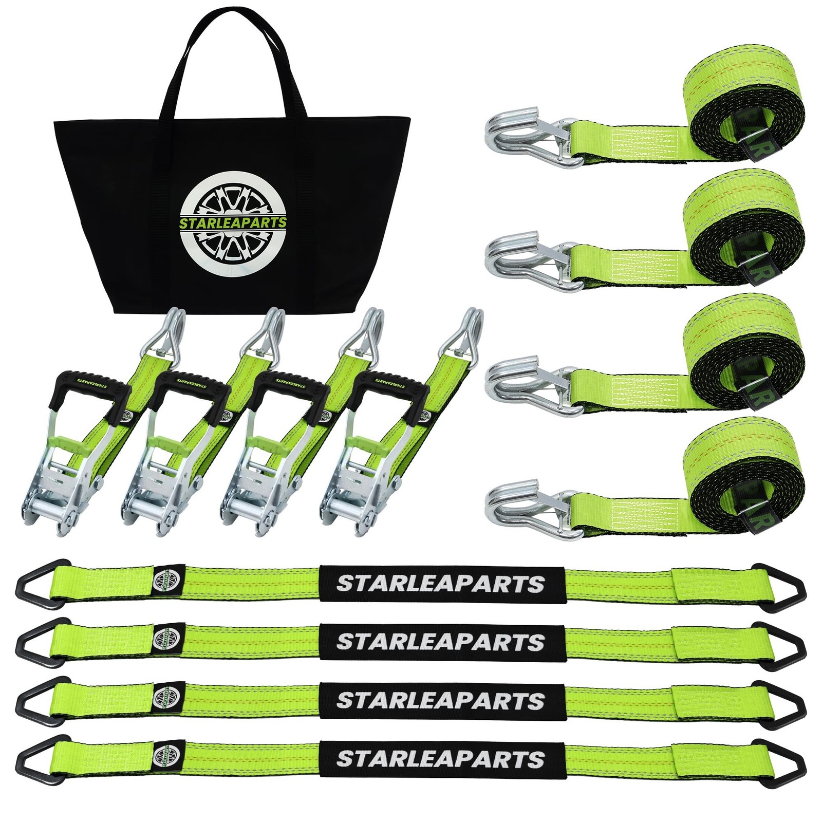 Car Trailer Tie Down Straps with Relfective - 2" x 144" Car Tie Down Straps f...