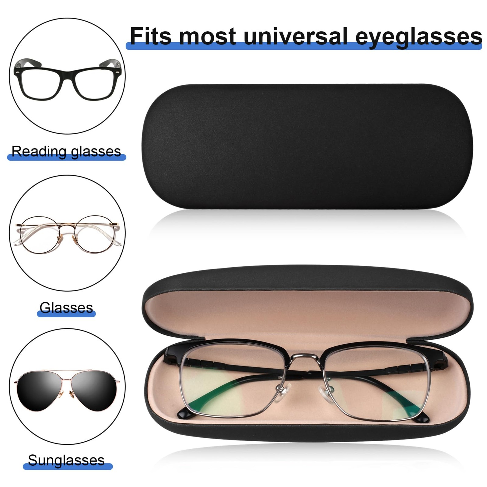Joyberg Glasses Case, 2 Pack Eyeglass Case with Cleaning Cloth, Glasses Case ...