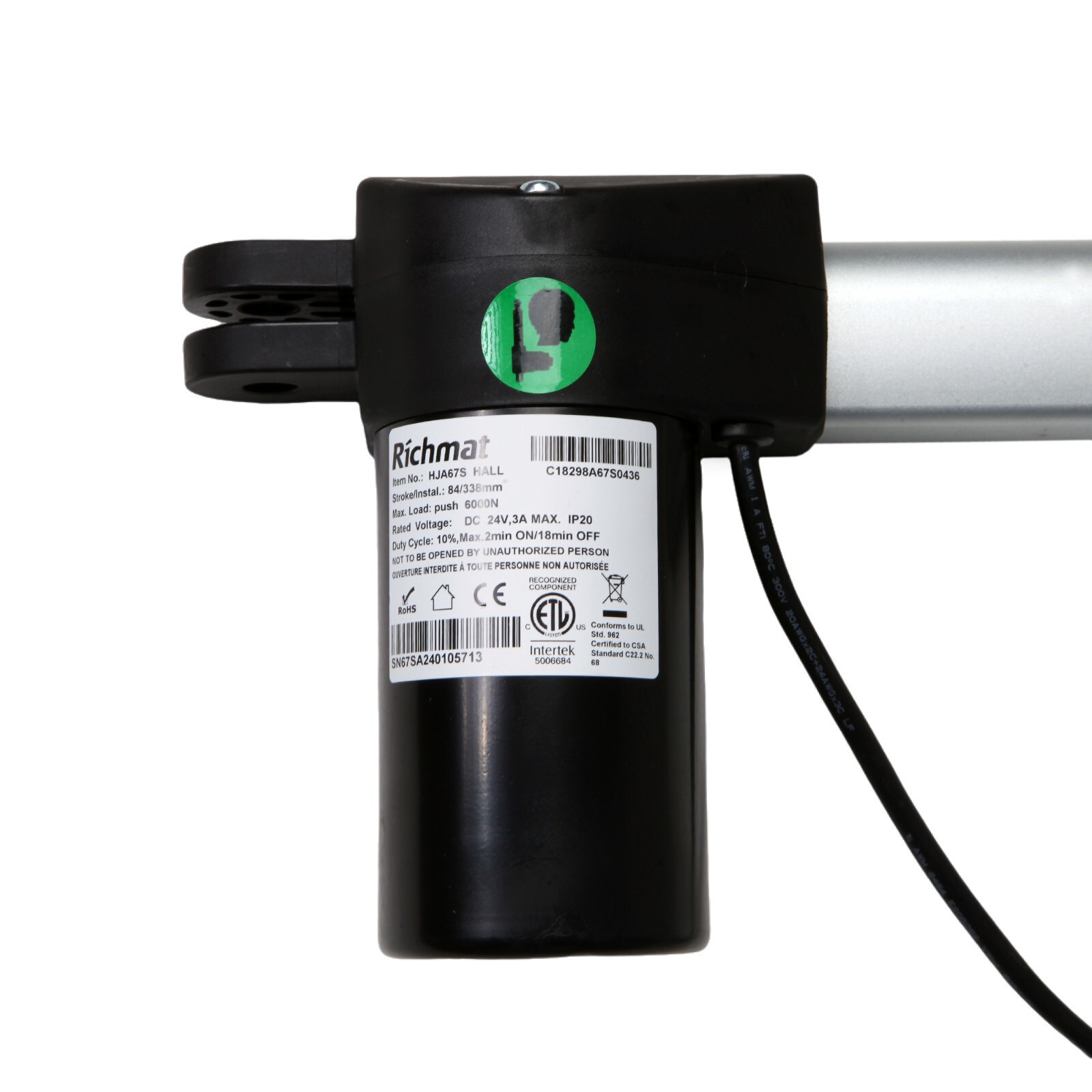 Linear Actuator Model HJA67S Head Richmat Motor Replacement for Adjustable Bed