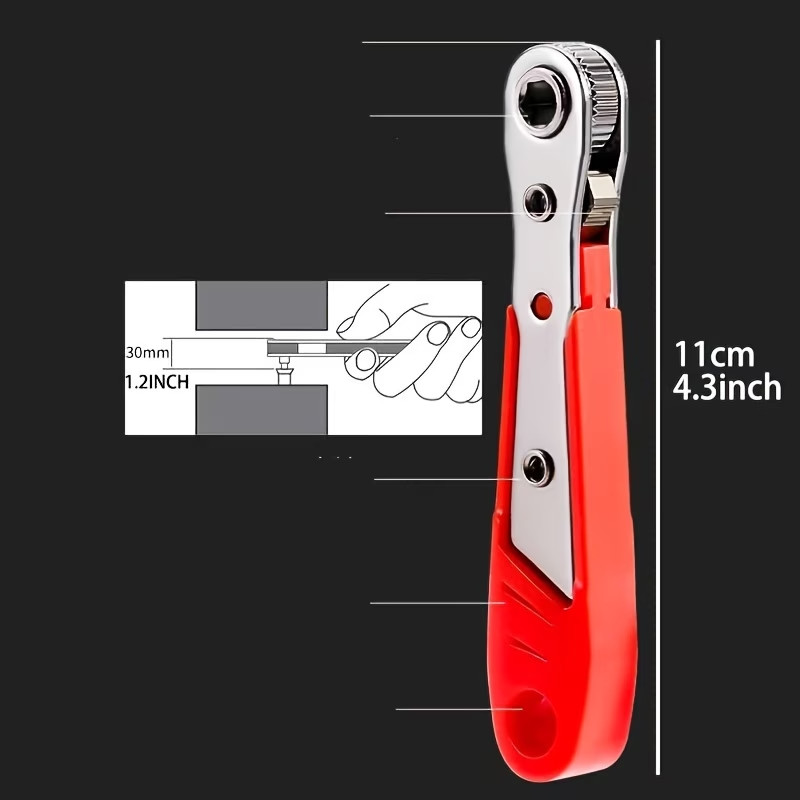 Ratcheting Right Angle Screwdriver Hex Drive 90 Degree Offset + 10pc Bits Set US