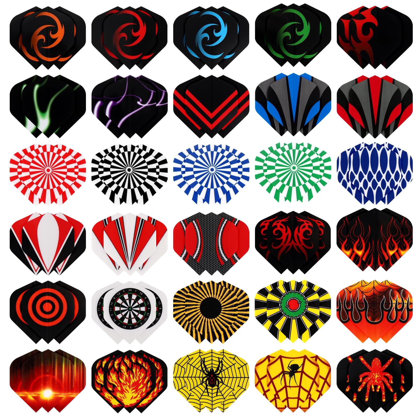 Accmor 90pcs Standard Dart Flights Set, 90pcs-Black Red Yellow