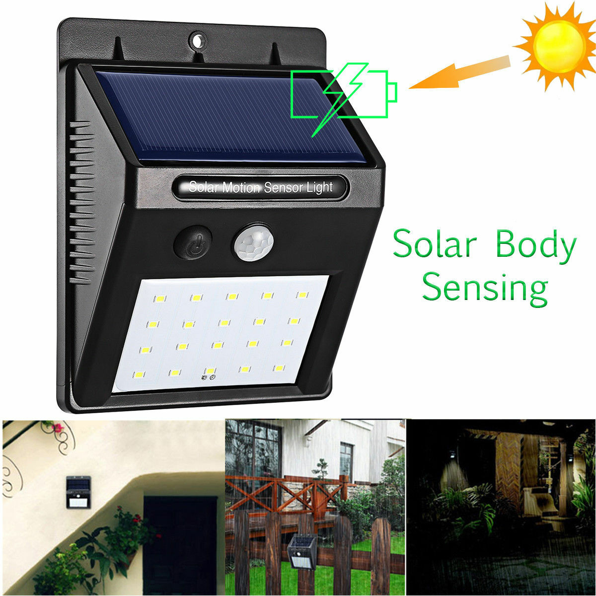 4x 20 LED Solar Power Wall Light Waterproof Outdoor PIR Motion Sensor Path Lamp