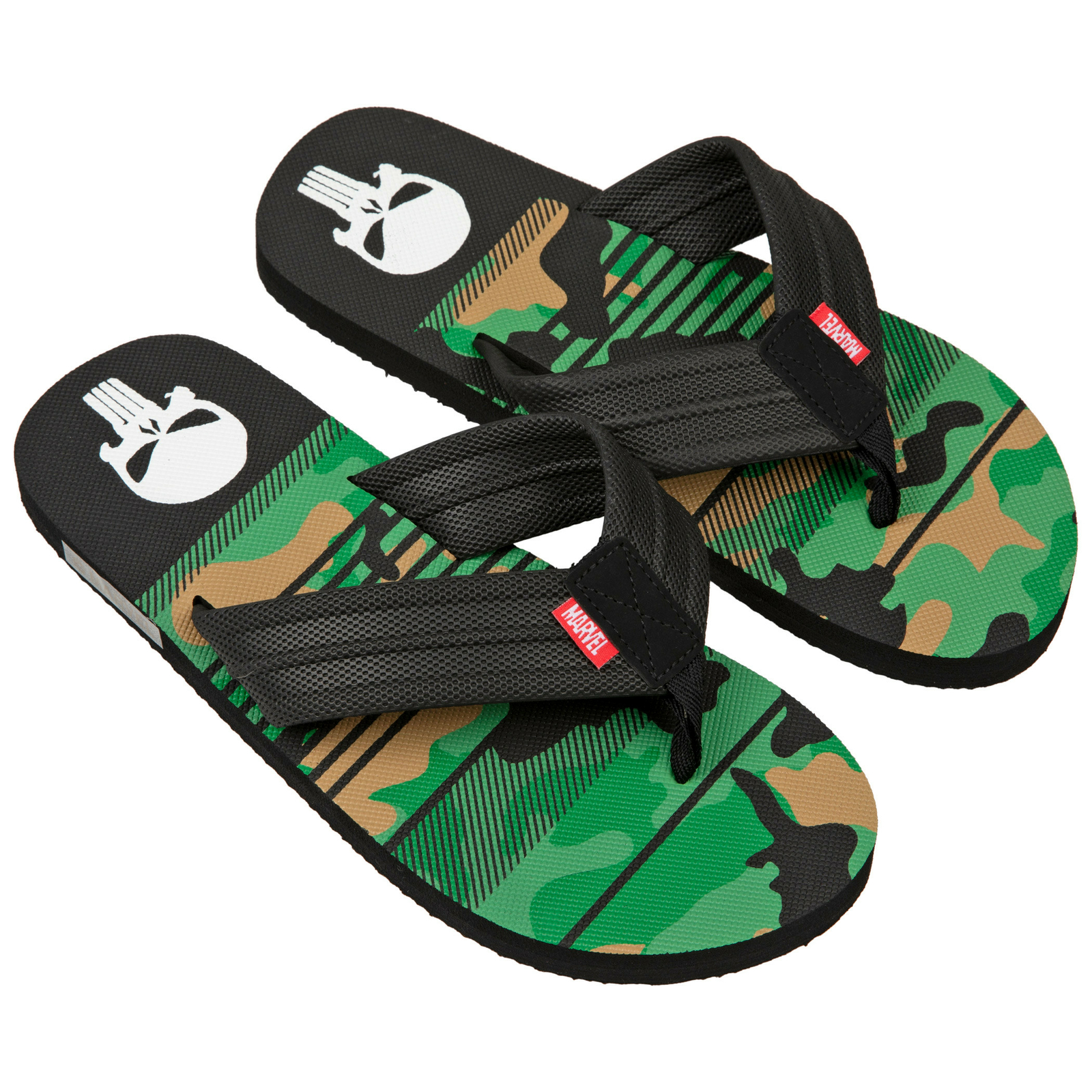 The Punisher Marvel Camo Flip Flop Sandals Multi-Color