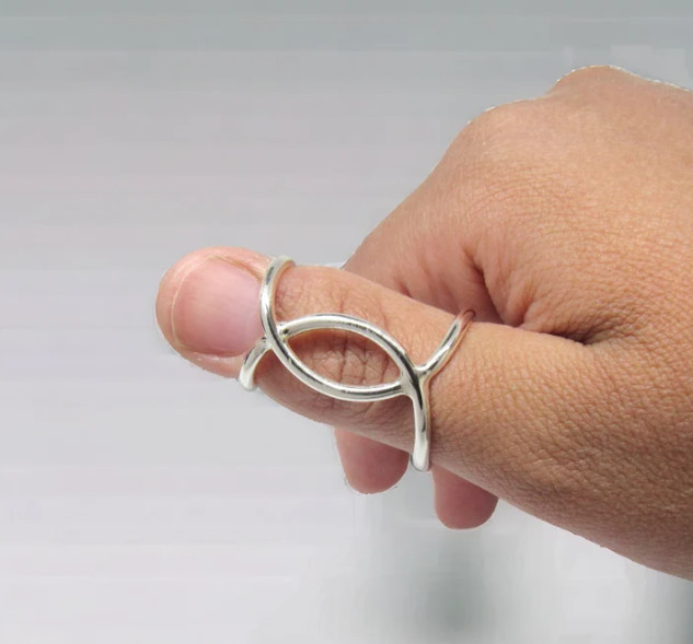 Handmade 925 Sterling Silver Fish Trigger Splint Finger Boho Ring All Size SR515