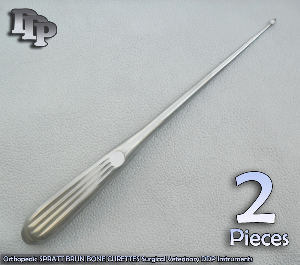 2 Pcs Orthopedic SPRATT BRUN BONE CURETTES 2/ 9" Surgical Instruments