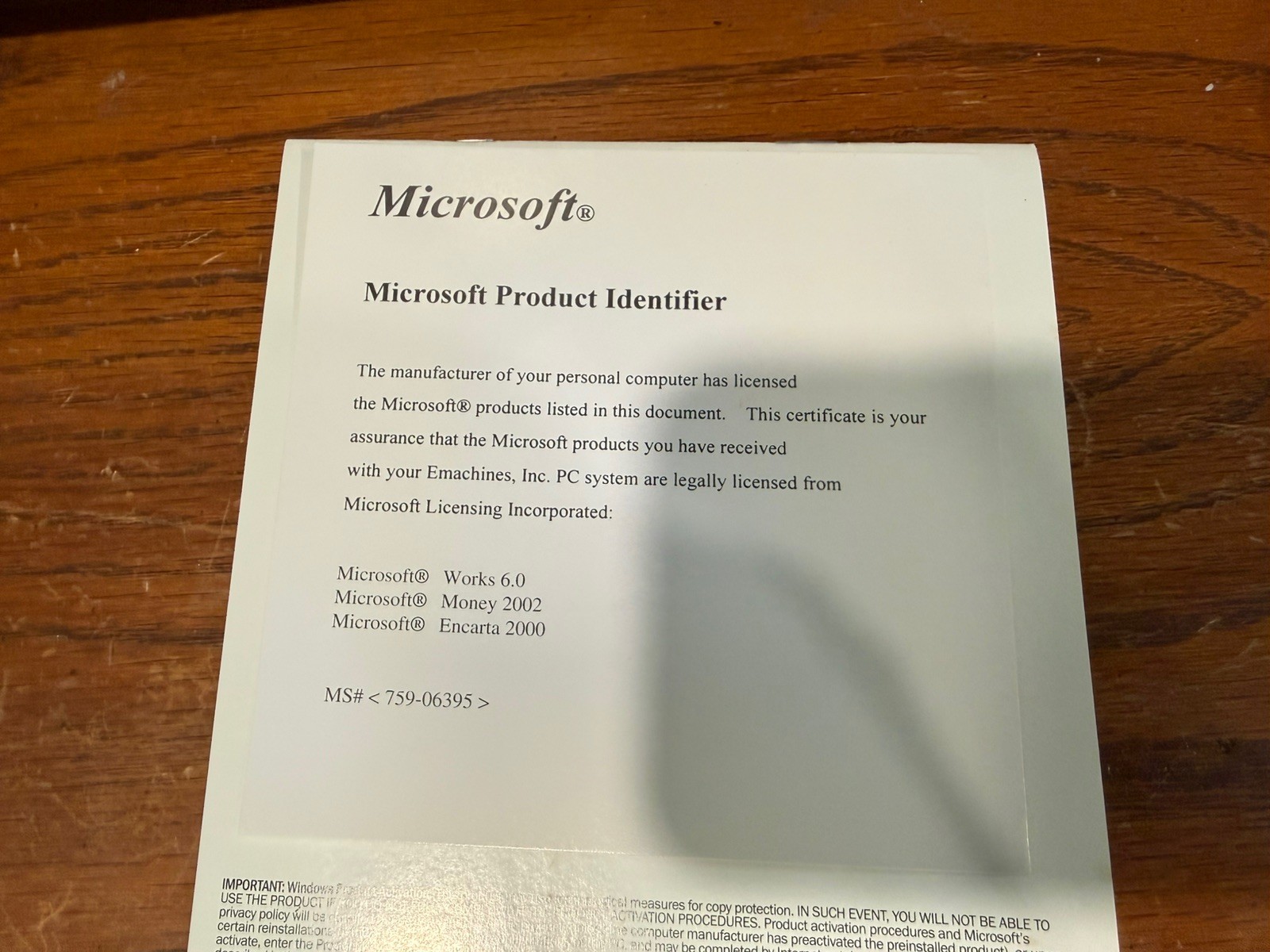 Microsoft Windows XP Home Edition 2002 Version Genuine Computer Software