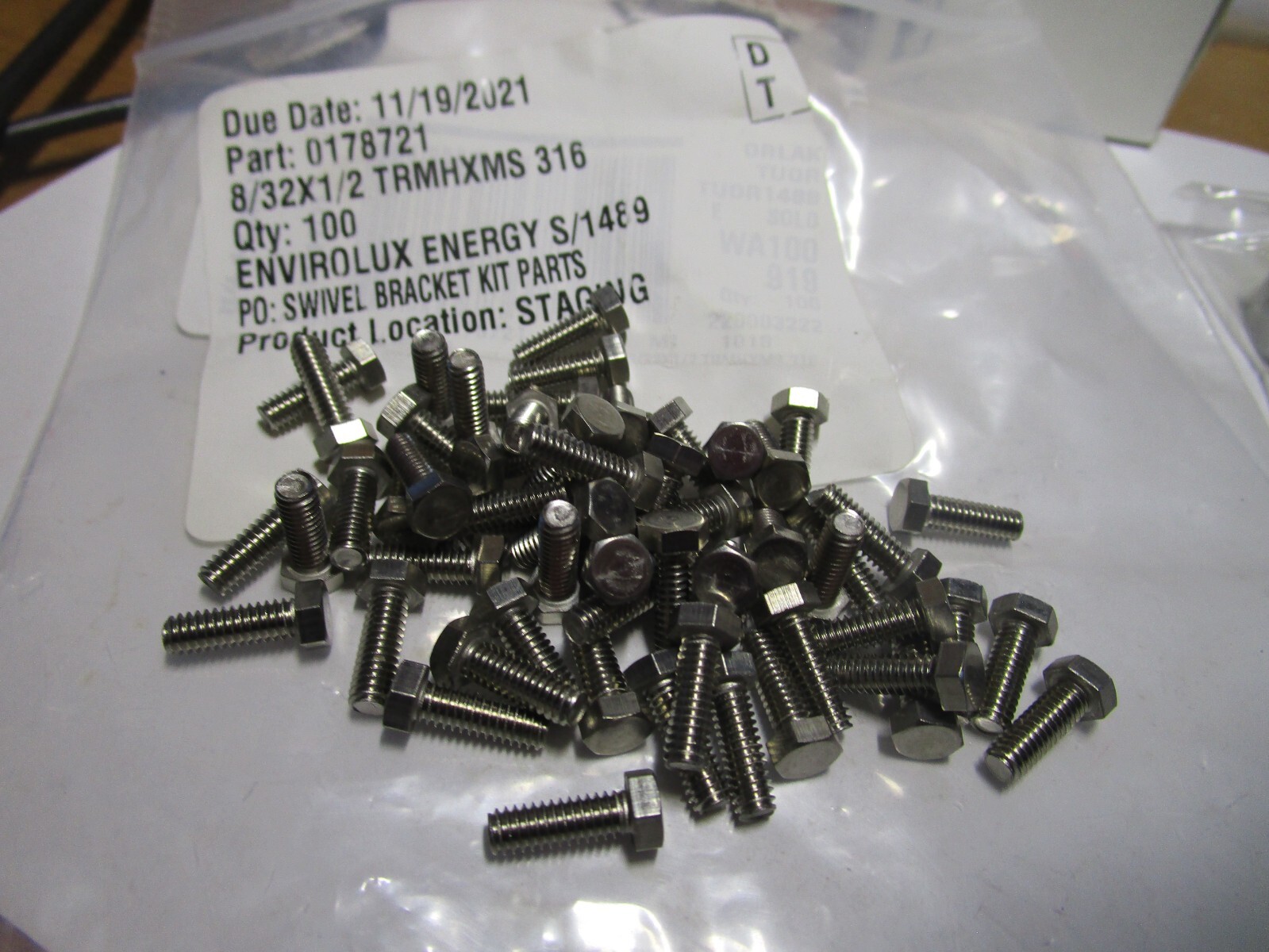 #8-32 x 1/2" Hex Unslotted Drive Hex Trim Head 316 S/S Machine Screw QTY 100