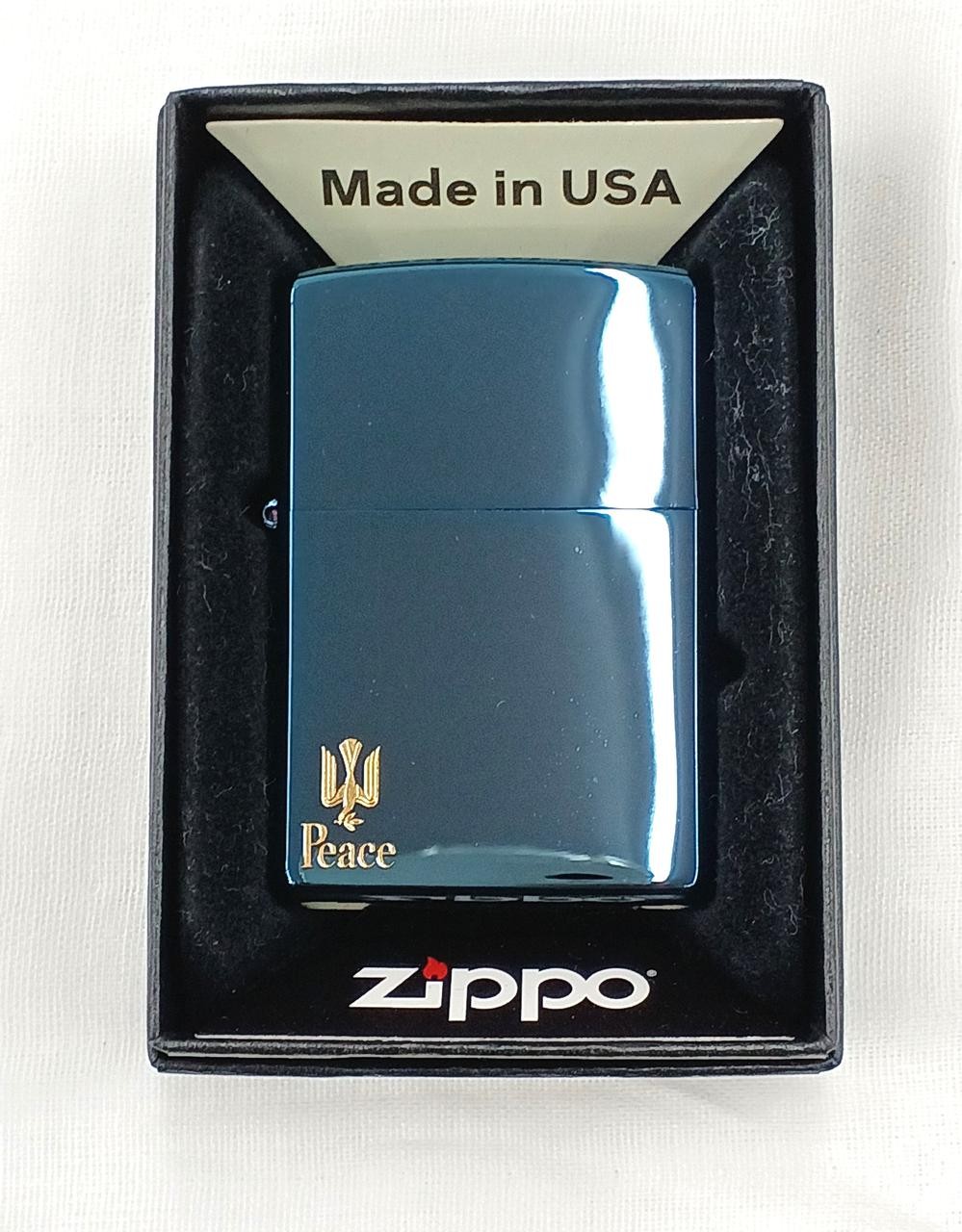 Zippo Peace 2007 Blue Titanium Lighter