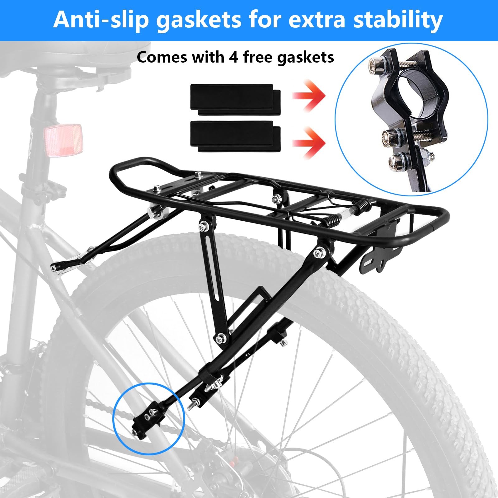 2025 Upgraded Generies Biking Universal Adjustable Bike Rear Rack, Bike Carri...