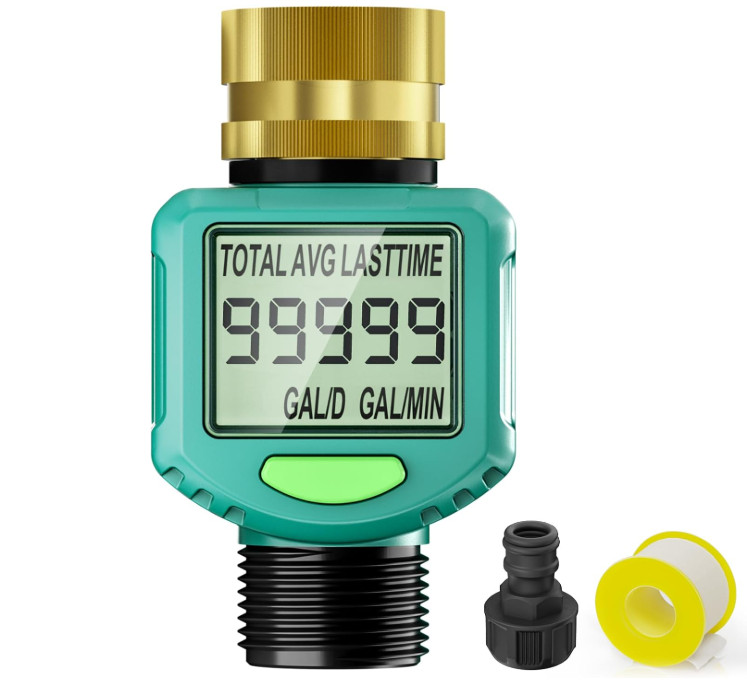 Medidor de Flujo de Agua con Pantalla Giratoria 180°, LCD Impermeable y Alta Pre