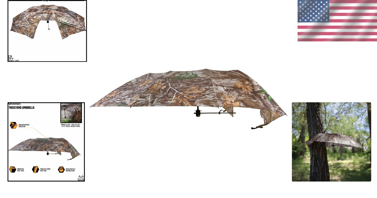 Quick-Setup 57-Inch Tree Stand Umbrella - Durable Camouflage Hunter's Shield
