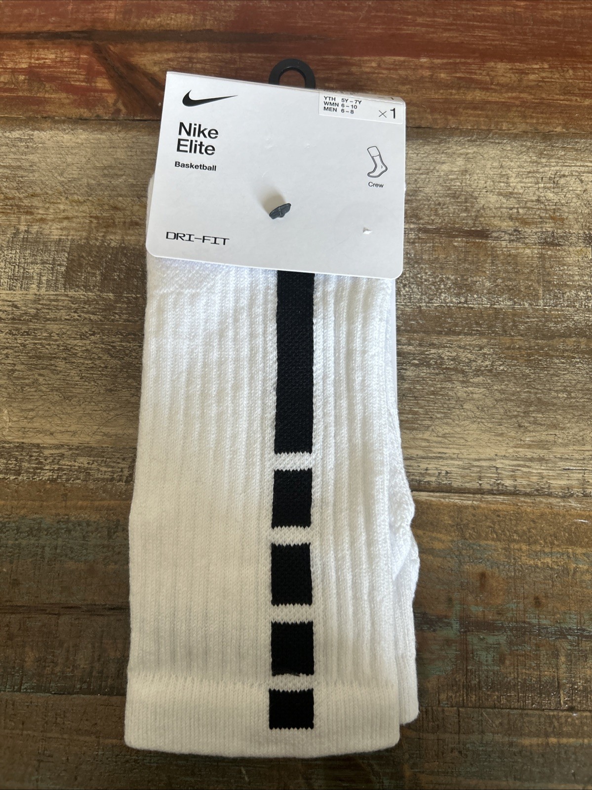 Nike Elite Crew Basketball Sock Medium White  Black SX7622-100