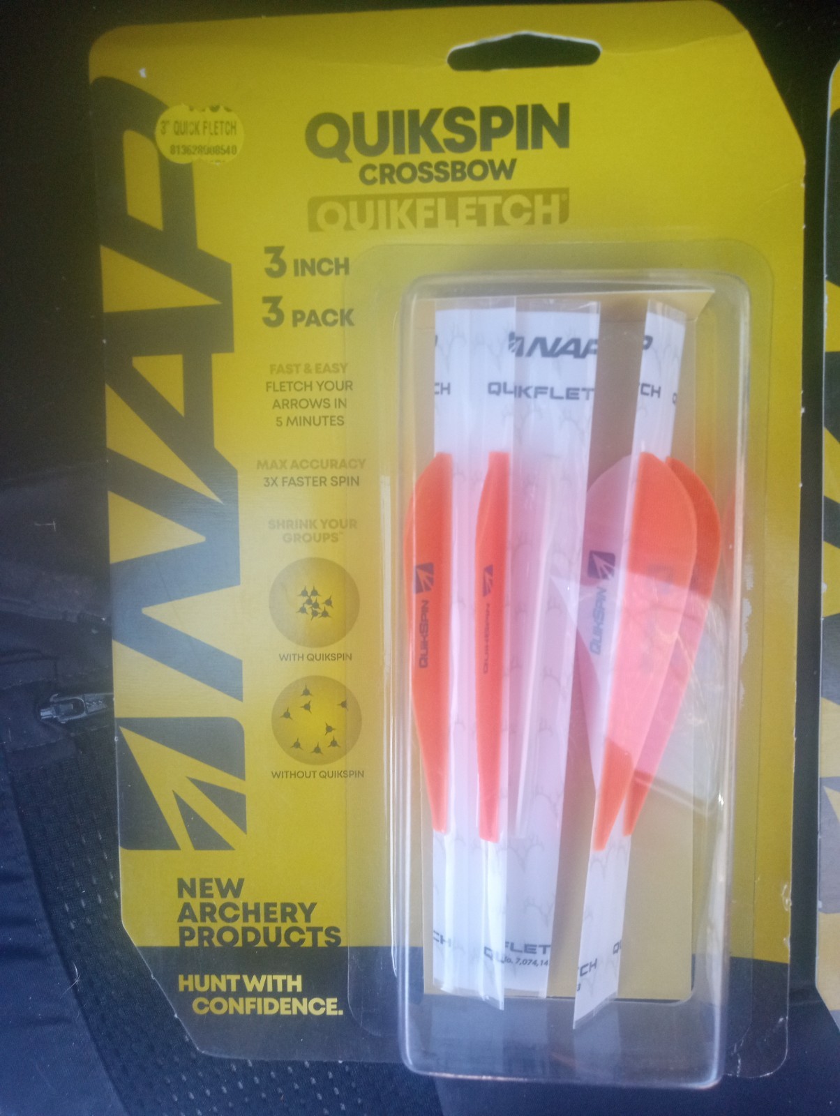 NAP Quikfletch QuickSpin White/Orange 3" Fletch Wrapping NAP-60-671W. NIB