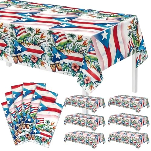 Pack Puerto Rico Party Tablecloth Decorations Puerto Rico Themed 6 Frog