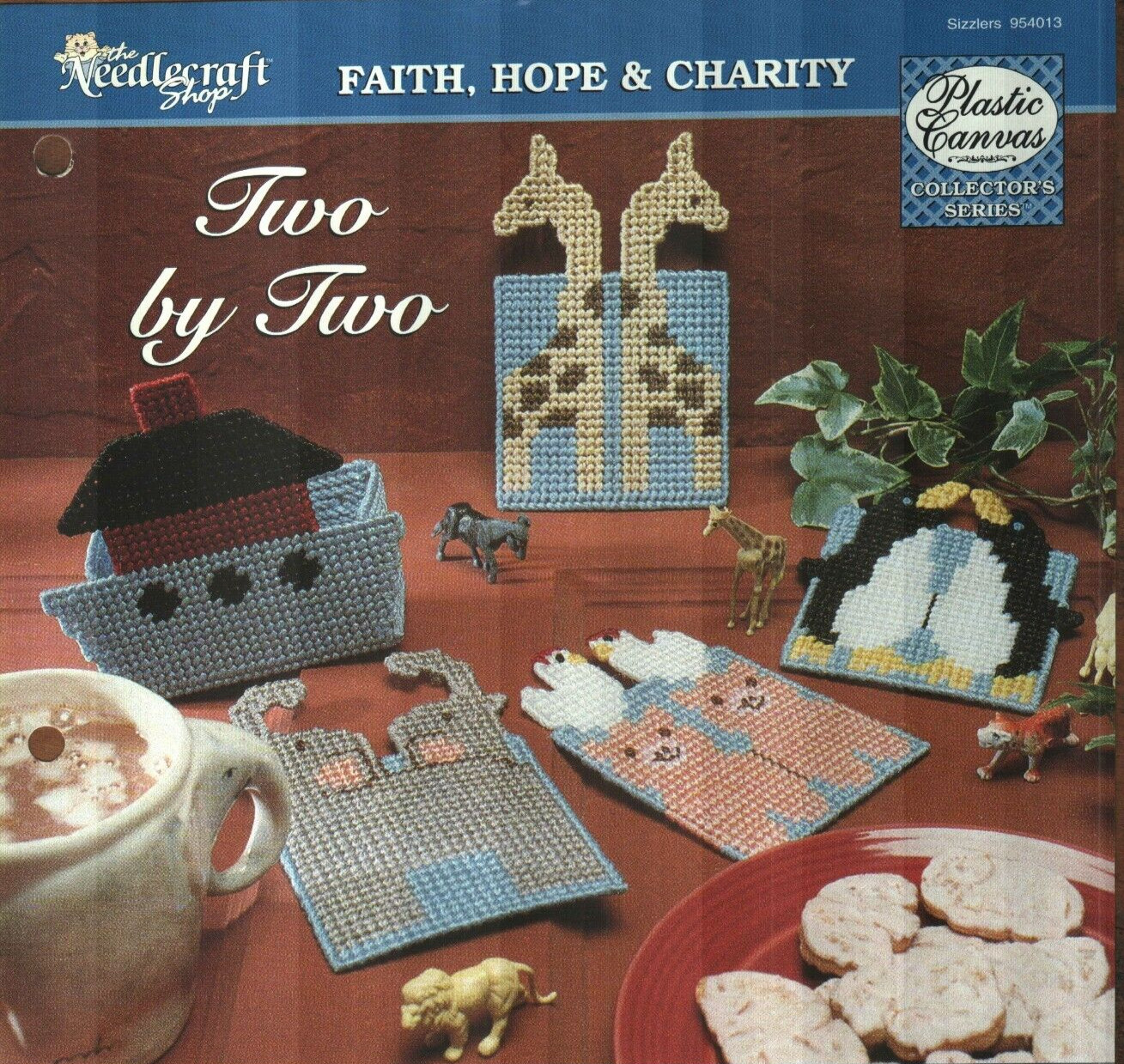 NEW TWO BY TWO NOAH'S ARK ANIMAL COASTERS PLASTIC CANVAS PATTERN INSTRUCTIONS