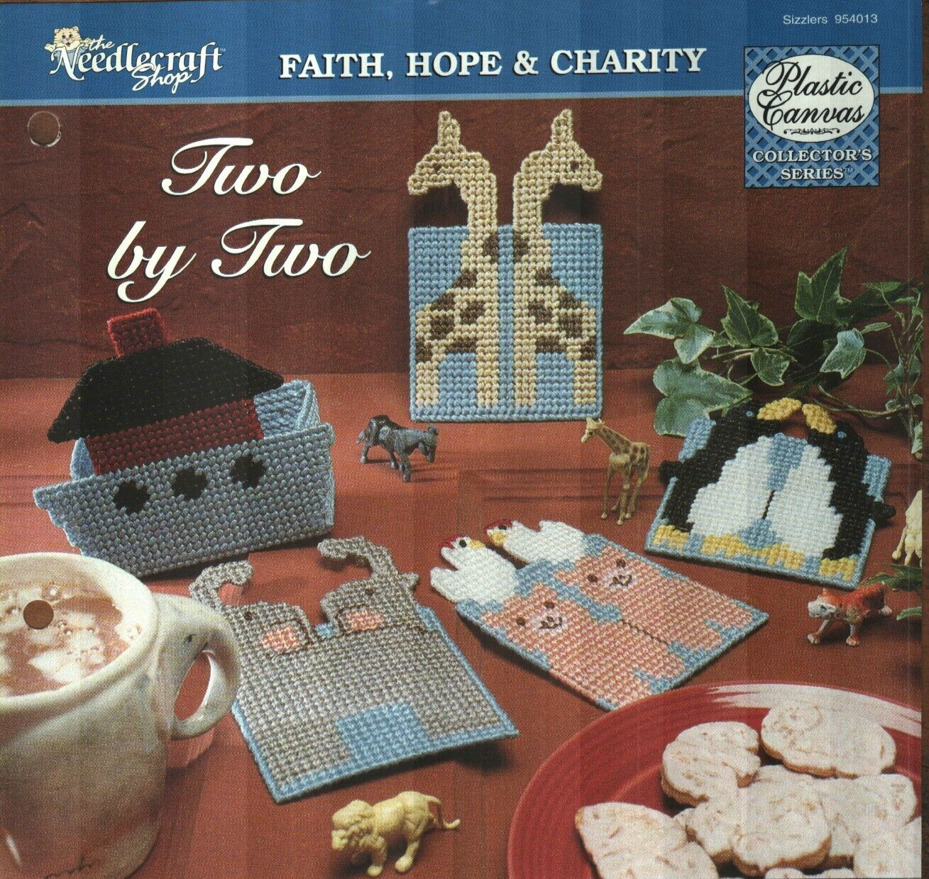 NEW TWO BY TWO NOAH'S ARK ANIMAL COASTERS PLASTIC CANVAS PATTERN INSTRUCTIONS