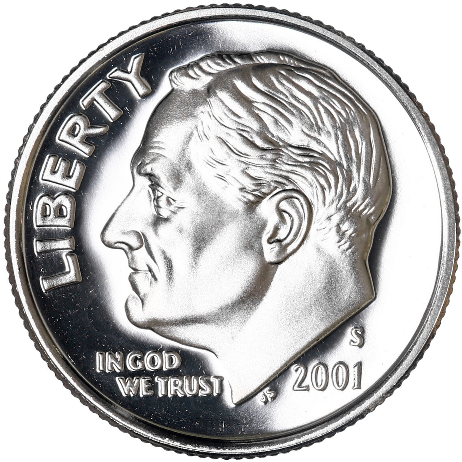 2001 S Roosevelt Dime Gem DCam Proof CN-Clad