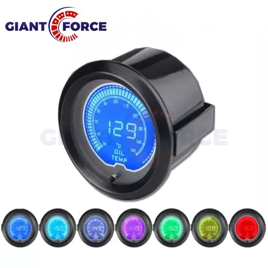 2" 52mm 7 Color LED Display Oil Temp Temperature Elec Gauge With Sensor
