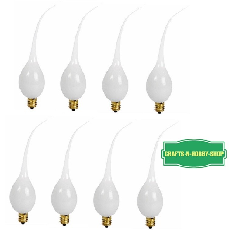 8 Silicone Dipped, Electric Candle Lamp Chandelier Bulbs 5 Watt E12 Base