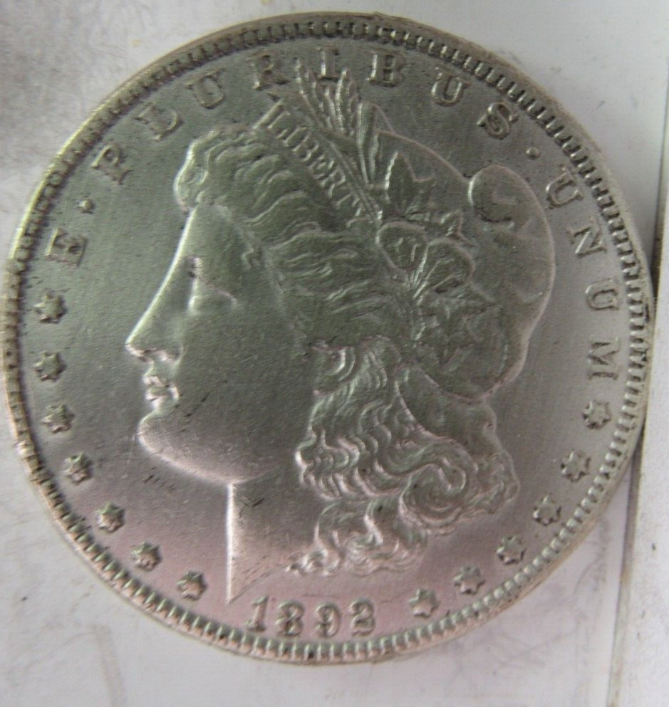 UNITED STATES 1892  MORGAN SILVER DOLLAR  XF CONDITION BEEN CLEANED*