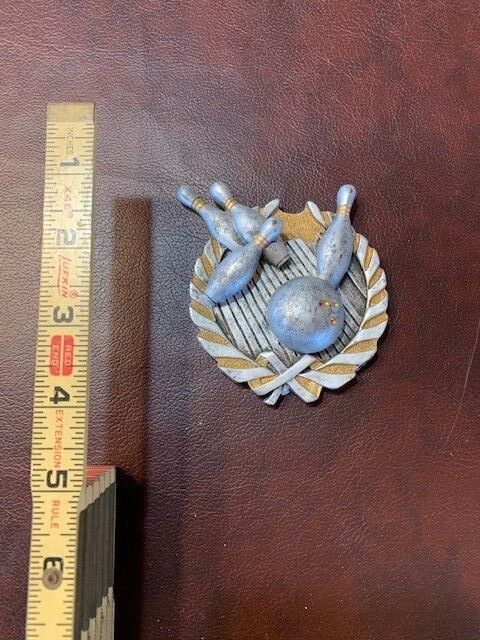 BOWLING trophy part 4" tall plaque relief Repurpose CRAFT