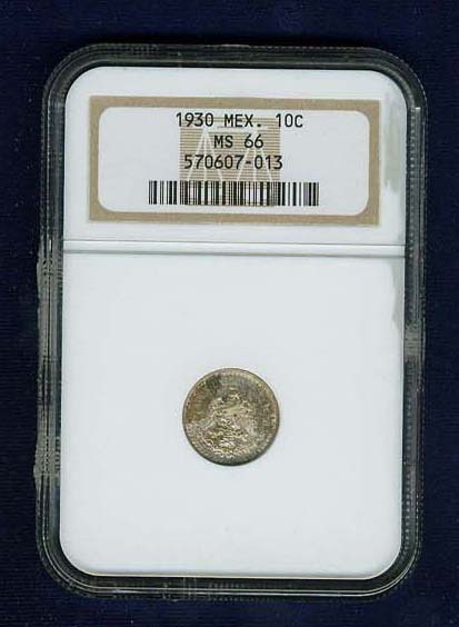 MEXICO ESTADOS UNIDOS 1930 10 CENTAVOS COIN NGC CERTIFIED GEM UNCIRCULATED MS66