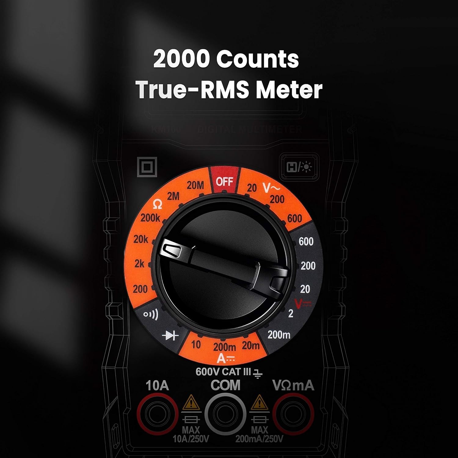 Digital Multimeter with Case, DC AC Voltmeter, Ohm Volt Amp Meter and Contin...