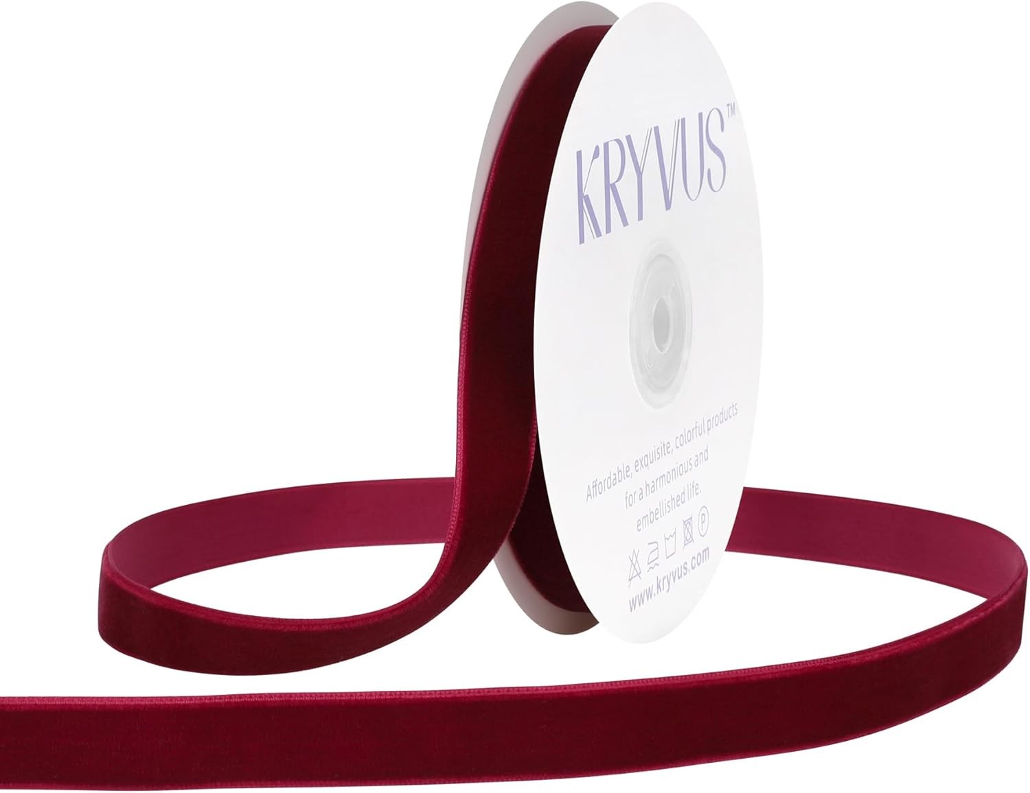 Wine Velvet Ribbon 5/8 Inch x 12 Yards, Nylon Vintage 5/8" x 12Yd,