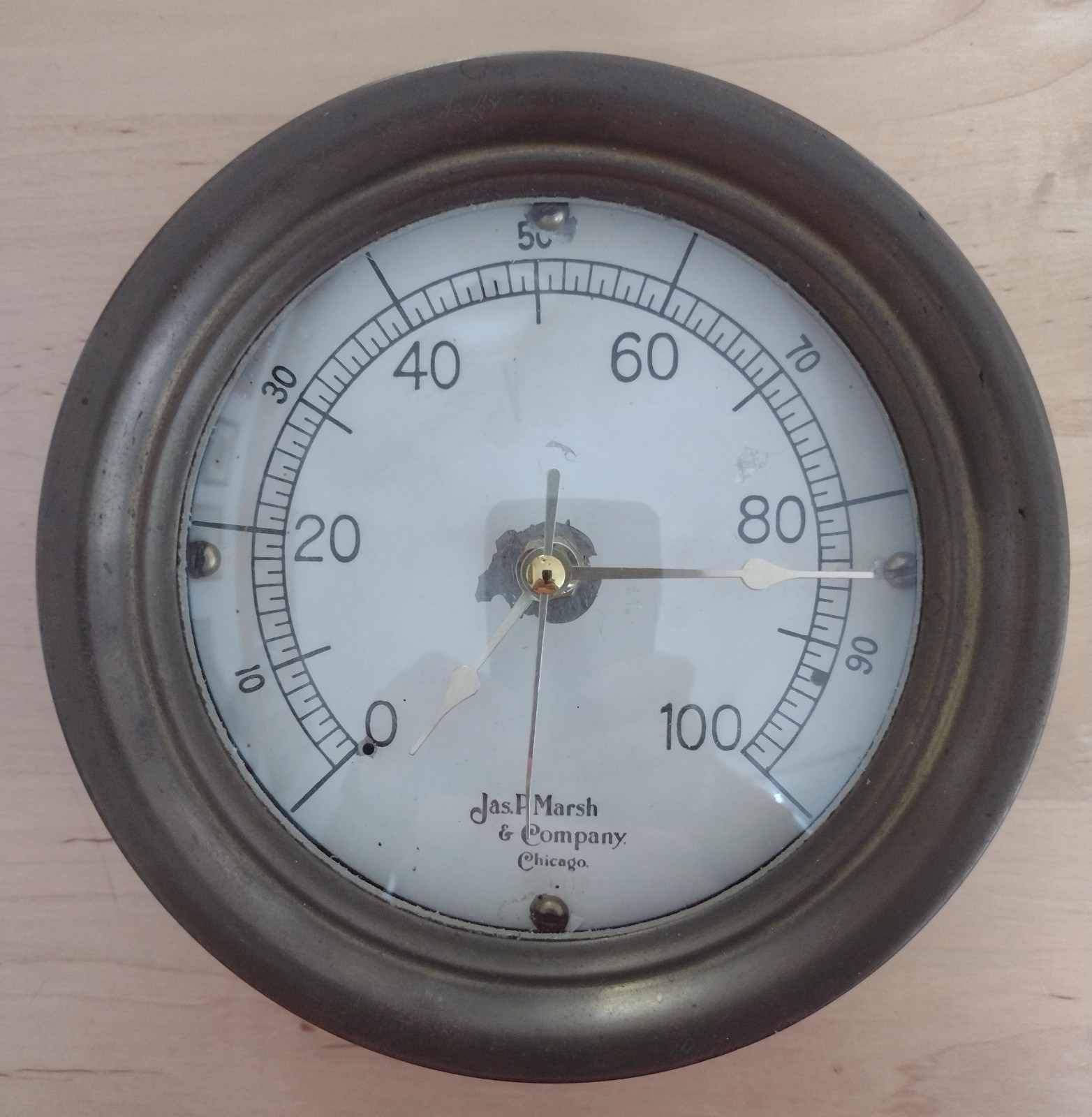 Antiq Pressure Gauge Clock 6 in. Jas. P. Marsh Chicago Standard Building CLE