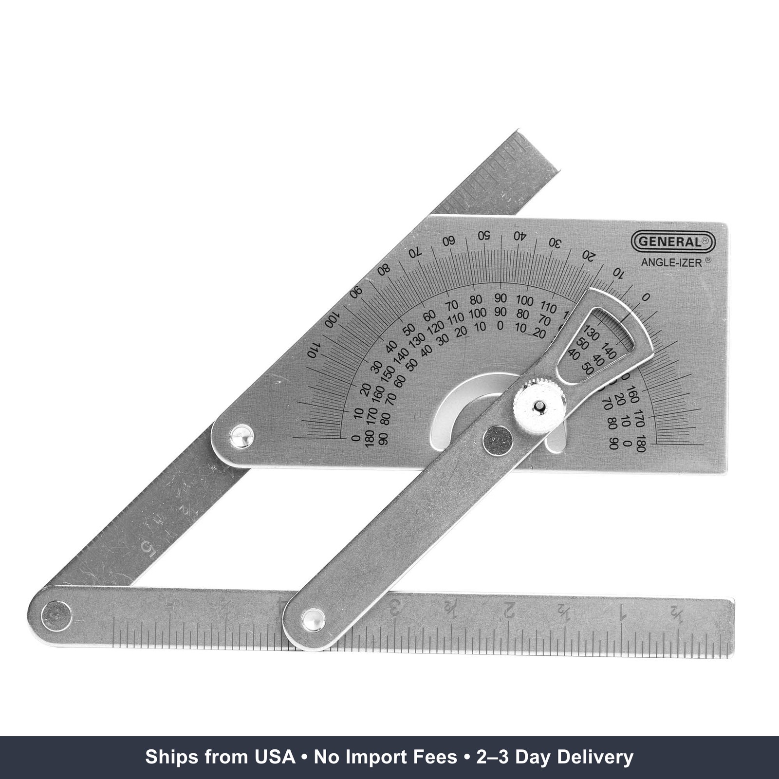 General Tools Protractor and Angle Finder #39, Stainless Steel, Outside, Inside,