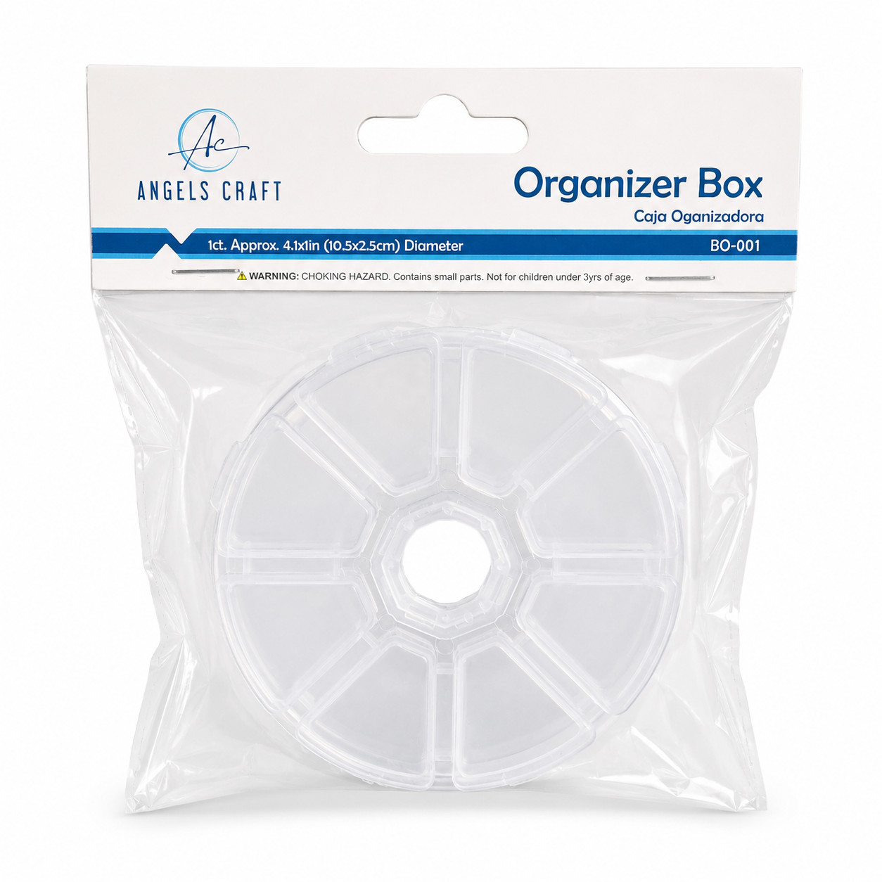 Angels Craft Clear Round Wheel Compartment Organizer Box