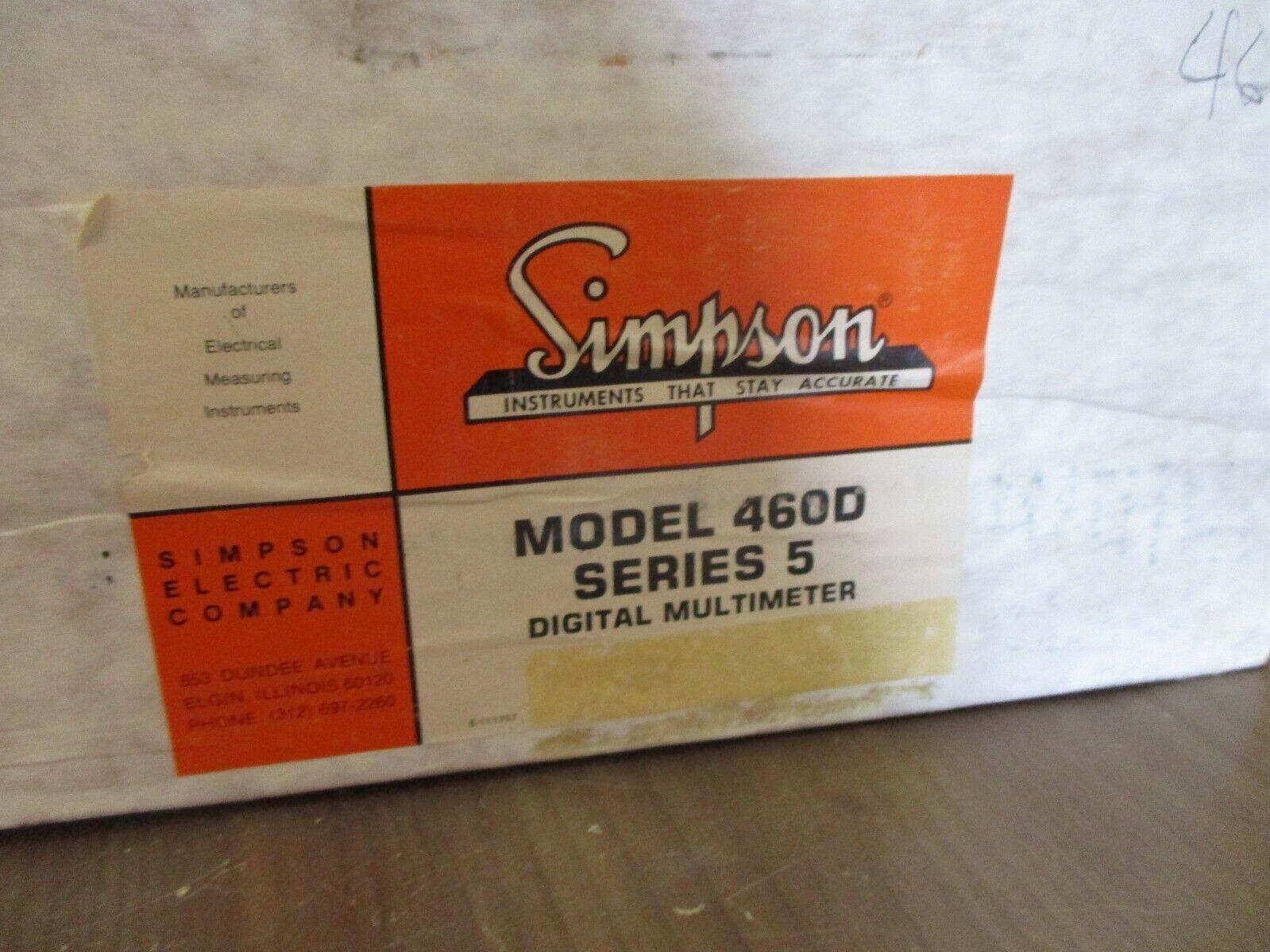 Simpson Series 5 Digital Multimeter 460D *Cracked* New Surplus