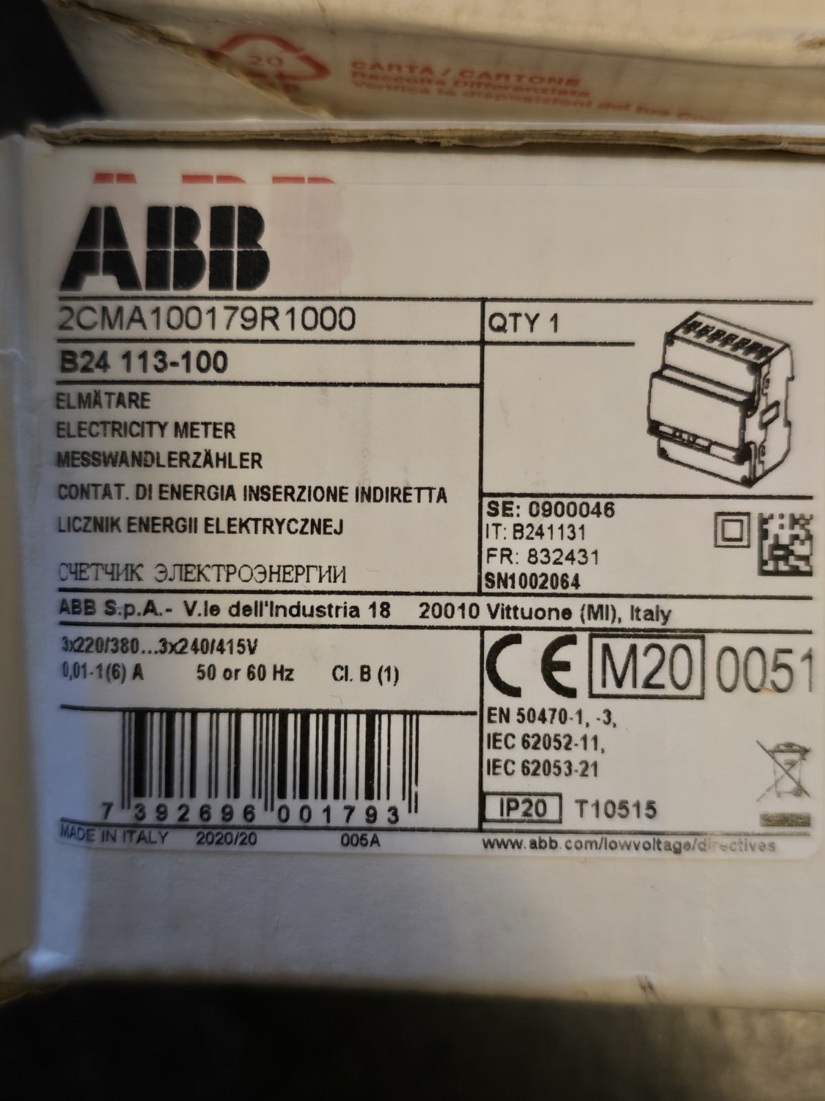 NEW ABB B24 113-100 2CMA100179R1000 3 phase Digital energy meter FREE SHIPPING
