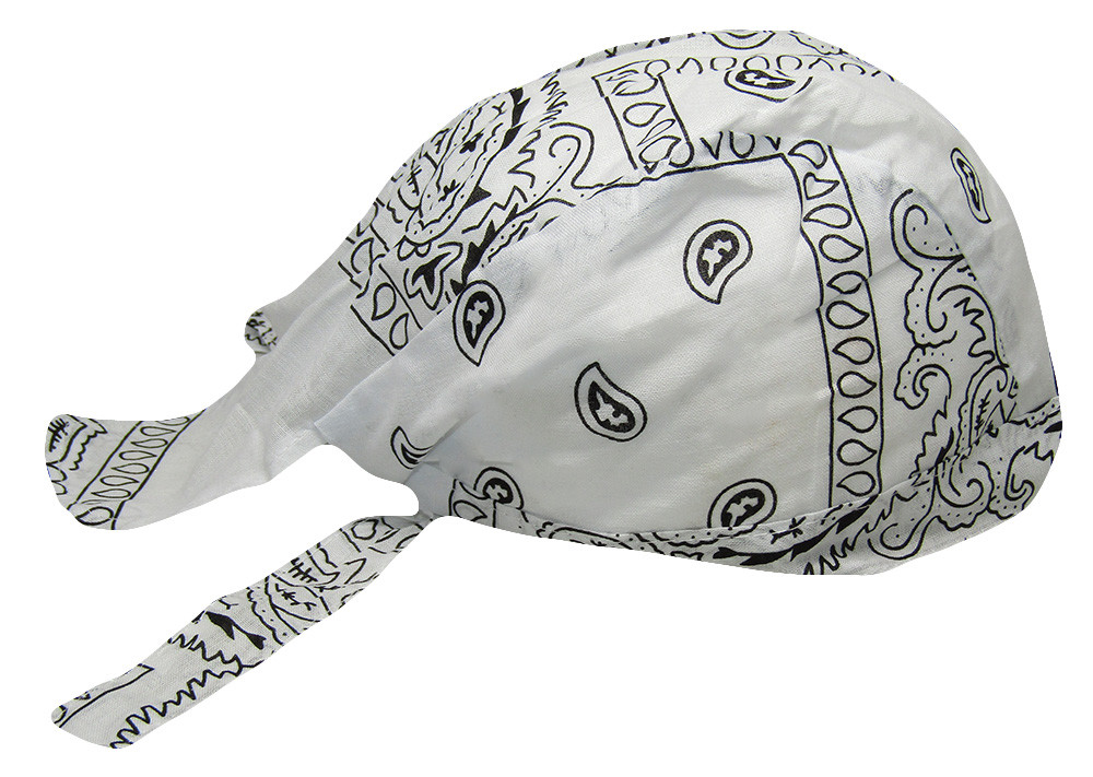White / Black Paisley Printed Do Rag Doo Rag Skull Cap Head Wrap