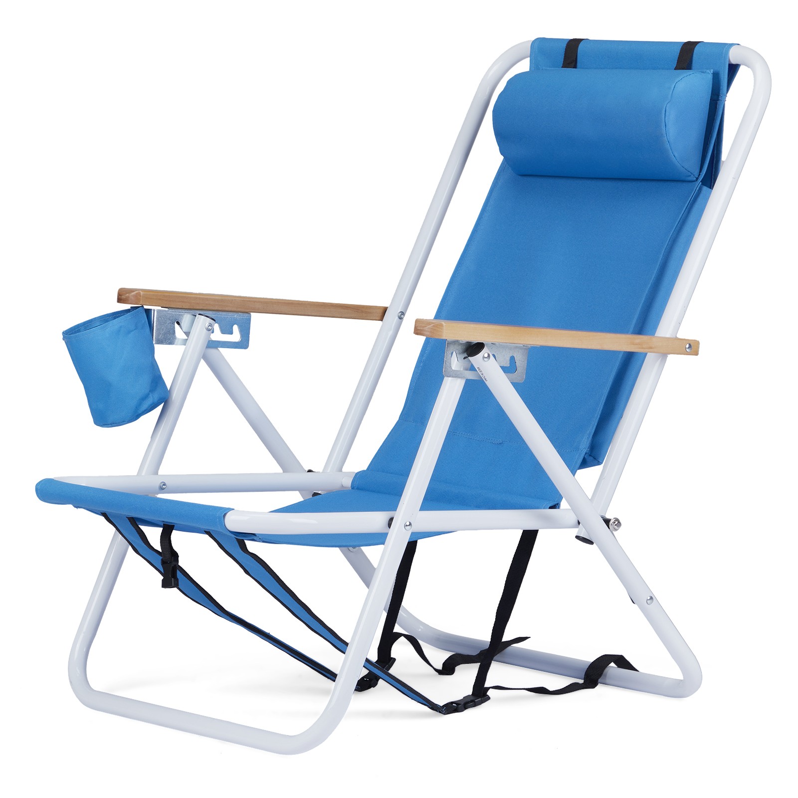 2 Pack Folding Beach Chair for Adults,4 Position Portable Backpack With Headrest